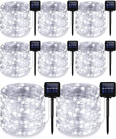 Treela 8 Pack Solar String Lights Outdoor Waterproof, Cool White by Treela