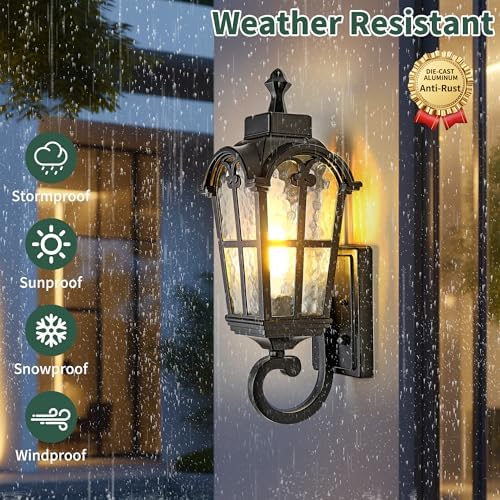 Dawn to Dusk Sensor Outdoor Wall Light Fixtures Waterproof Porch Lights Anti-Rust Matte Black Sconce Lights Outdoor Wall Lantern for Patio Front Door Garage House -2 Pack - Image 5
