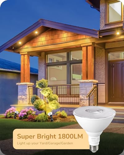 EDISHINE PAR38 LED Flood Light Bulbs Outdoor Dimmable 3000K 1800LM 6 Pack - Image 2