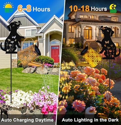 Solar Garden Lights Outdoor Decor, Dog Watering Can Lights for Yard, 2 Pack - Image 3