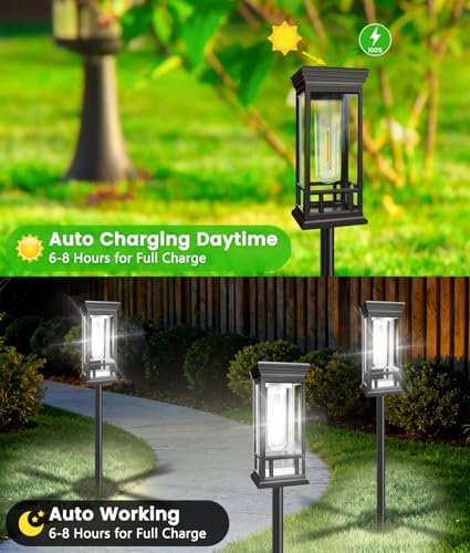 8 Pack Solar Pathway Lights Outdoor Waterproof, Bright Solar Garden Lights - Image 6