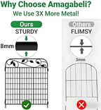 AMAGABELI 4 Panels 44 in(H )X 12 ft(L) Decorative Garden Fence Gate,Dog Fence Outdoor for Yard,Rustproof Tall Garden Fencing Animal Barrier Metal Wire Panel Border with Leaves for Flower Bed Black - Image 4