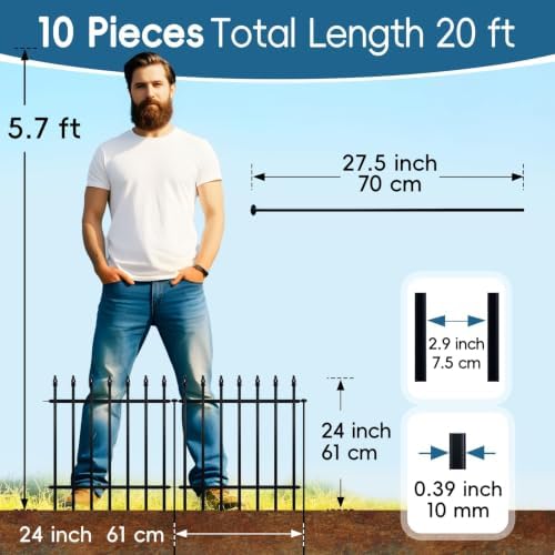 Thealyn 24" H x 24" W Decorative Metal Garden Fence, 10 Panels, 20 Ft - Image 6