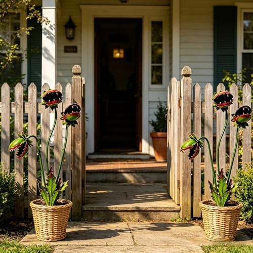 25" Metal Carnivorous Plant Garden Stake Sculpture Outdoor Yard Decor(1 pc) - Image 4