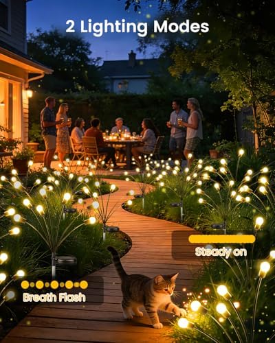 OZS 6 Pack 48 LED Solar Garden Lights, Solar Firefly Lights Outdoor - Image 2