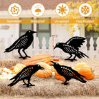 Outdoor Halloween Decor,4 Pack Metal Black Crow Garden Stakes & Glow Eyes - Image 3