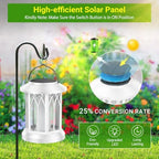 KOOPER 4 Pack Solar Lantern Outdoor Lights, Upgraded Flickering Flame Solar Lanterns Lights Outdoor Waterproof, Hanging Lantern Decorative, Solar Powered Lanterns for Yard Patio Garden Decor (White) - Image 4