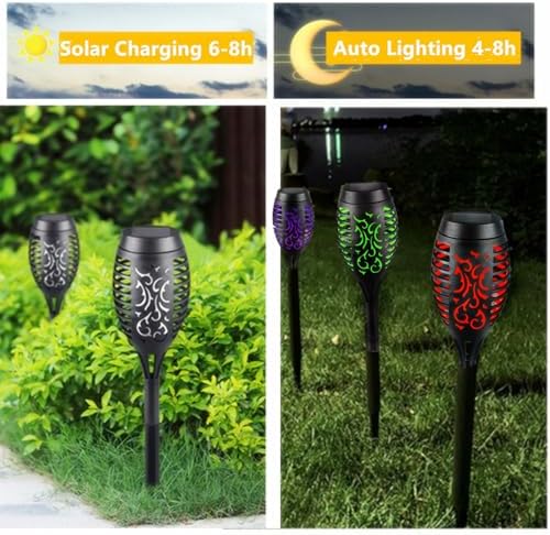 Solar Outside Torch Lights, Outdoor LED Flickering Flame for Garden Decor - 6 Pack, Waterpoorf Landscape Auto On Off Solar Powered Lights for Patio Lawn Yard Driveway Pathway - Image 7