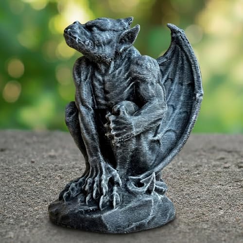 OLOMA Gothic Gargoyle Garden Statue Concrete Demon Fantasy Sculpture Mythical Monster Guardian Figurine Cement Grotesque Ornament Medieval Beast Yard Art Handcrafted Outdoor Patio Yard Porch Accent - Image 7