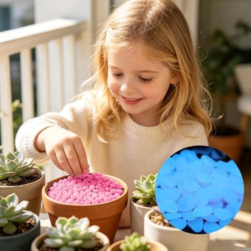 Colorful Glow in The Dark Garden Rocks,Outdoor Luminous Stones for Glow in the Dark Walkways, Artificial Landscape Rocks Night Guide Luminous Pebbles for Garden Lawn Path Yard Decor (800, Pink) - Image 3