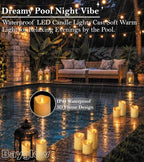 Flameless Candles - LED Fake Remote Control Battery Operated Waterproof Timer Pillar Flickering Plastic LED Outdoor Electric Faux Velas Realistic Home Decor Ivory Candle 4" 5" 6"x3" Set of 9 - Image 4