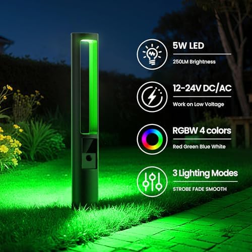 5W RGBW Landscape Pathway Lights with Connectors for Yard (4 Pack) - Image 2