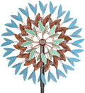 Wind Spinner Kinetic Wind Sculpture, 18.5" W x 78.7" H Large Metal Outdoor Windmill with 5‑Prong Stable Base, 360° Rotatable 6 Blades 3‑Tier Wind Catcher Yard Art Decor for Patio Lawn Garden Backyard by KHayRovies