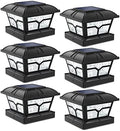 SIEDiNLAR Solar Post Cap Lights Outdoor 2 Modes, 6 Pack, Black, Warm/White by Siedinlar