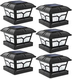 SIEDiNLAR Solar Post Cap Lights Outdoor 2 Modes, 6 Pack, Black, Warm/White by Siedinlar