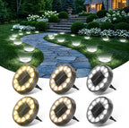 Peasur 5.18inch Solar Ground Lights Outdoor,12LED 3CCT 2Brightness 1200mAh Battery,IP65 Waterproof and ABS One-Piece Anti-Rust Housing Garden Lights for Pathway Lawn Yard Driveway Landscape 6 Pack by Peasur
