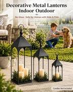 24" 17" 12" Large Outdoor Floor Lantern Set of 3 - Image 2
