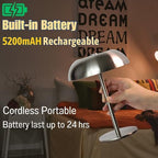2 Pack Cordless Mushroom Table Lamp, Rechargeable, Dimmable 3 Color, Silver - Image 4