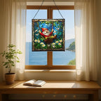 Swinging Garden Gnome Stained Glass Suncatcher – Square Hanging Window Panel for Home or Greenhouse – Whimsical Glass Art Gift for Garden Lovers, Christmas, Halloween, Father Days 5tGEG5 - Image 6