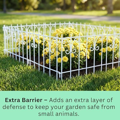 ShopLaLa Garden Fence (25 Panels) 12.5in(L) x 16.5in(H) Rustproof White Metal Wire Fences Animal Barrier Fencing, Decorative Butterfly Flower Edging for Landscape Border Panel Yard Patio Outdoor Decor - Image 6