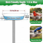 tinnmao 304 Stainless Steel Bird Bath for Outside, 40 Inch Tall Freestanding Metal Birdbath & Feeder with Removable Bowl for Garden Yard Patio Lawn - Image 2