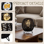 JHY DESIGN Cordless Table Lamps Set of 2, 6.5" H Battery Operated Woven Cotton Rope Lamps with 6 Hours Timer, Boho Bedside Lamps for Bedroom Living Room Home Parties Patio Events(Black) - Image 3