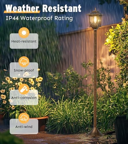 63" Solar Lamp Post Light 2 Pack, Solar Post Lights Outdoor Warm White - Image 5