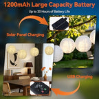 Solar Lantern Outdoor Waterproof 4 Pack 12inch,Upgraded 160LED Hanging Lanterns Lights 8 Modes, Dual Charging (Solar+USB), Solar Garden Light for Patio Tree Yard Decor, Birthday Gifts,Warm White - Image 3