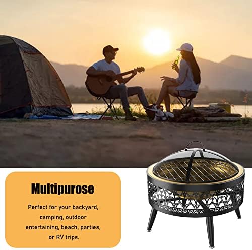 LXLZYXSF Outside Fire Pit Bowl with Table Top, Living Room Coffee Table, Wood Burning Fire Basin for Camping, BBQ, Travel, Bonfire Party, Picnic (Color : Deep Coffee, Size : 52.5cm/20.6inch Wide) - Image 6