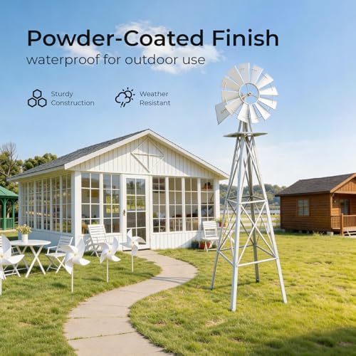 Outvita 8FT Metal Ornamental Windmill with Weather Vane - Image 3
