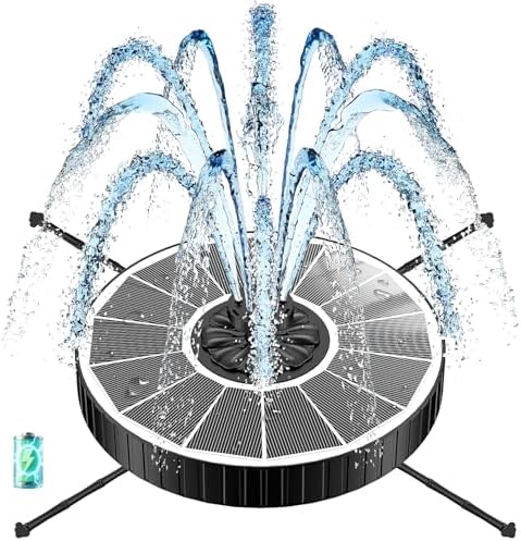 Solar Fountain with 3 Spray Height, Works in Shade, 3.5W Glass Solar Bird Bath Fountains with 2000mAh Battery and 4 Rotating Rods, 7 Nozzles, Outdoor Water Fountain Pump for Garden, Pool, Pond by GAIZERLSolarBirdBathFountain