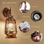 NOXARTE Rustic Wall Sconce Lighting Lantern Mounted Light with Glass Lampshade for Hallway Farmhouse Loft W7 x H15 - Image 3