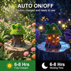 COWOS Fairy Tree House Night Light with LED - Moss Covered Resin Fairy House Miniature Garden Decor, Outdoor Waterproof Statue for Patio Yard Lawn, Gift for Garden Lovers Kids - Image 5