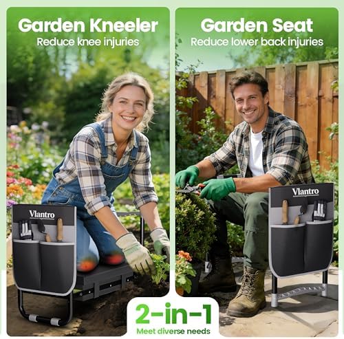 2-in-1 Garden Kneeler & Seat – Heavy Duty Foldable Gardening Bench, 400 lbs Capacity, Thick Removable Kneeling Pad, Waterproof Oxford Cushion, Portable Tool Pouch, for Seniors, Women, Mom - Image 7