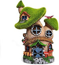 ASAWASA Flocked Mushroom Fairy Garden House with Solar Light,Funny Statue Sculptures for Garden Decor,Exquisite Cottage Figurines for Patio Lawn Yard Gift Decoration by asawasa