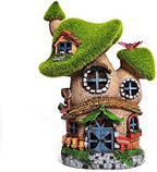 ASAWASA Flocked Mushroom Fairy Garden House with Solar Light,Funny Statue Sculptures for Garden Decor,Exquisite Cottage Figurines for Patio Lawn Yard Gift Decoration by asawasa