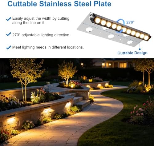 8 Inch Retaining Wall Lights Kit 5W 2700K LED Hardscape Lighting 12-Pack - Image 5