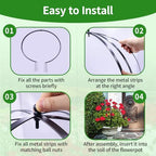 2PCS Large Garden Obelisk Trellis for Climbing Plants 25.5"X21.5" Metal Round Trellis for Outdoor Potted Sphere Frame for Roses Vines Support, Urn Filler Patio Doorway Courtyard Decor, Easy Assembly - Image 3