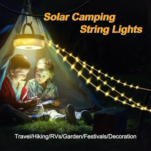 SMY Lighting 4 in 1 Solar Camping String Lights, 72.2Ft Ultra Long String with 220LEDs, Solar Powered and USB Rechargeable Light with Remote Control, Portable Camping Light for Hiking, Decorations - Image 7