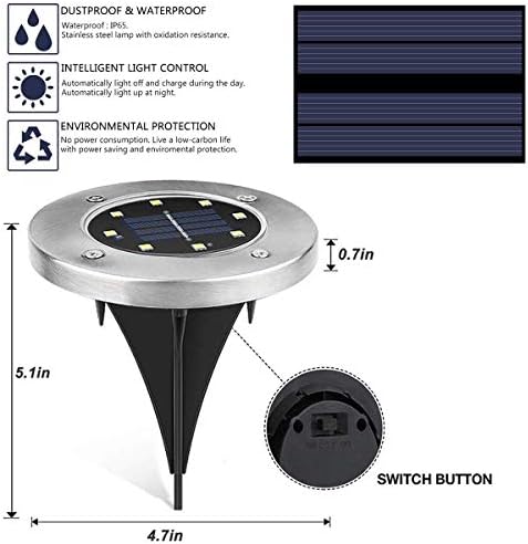 ZGWJ Solar Ground Lights Outdoor, 8 LED Waterproof White,16 Pack - Image 2