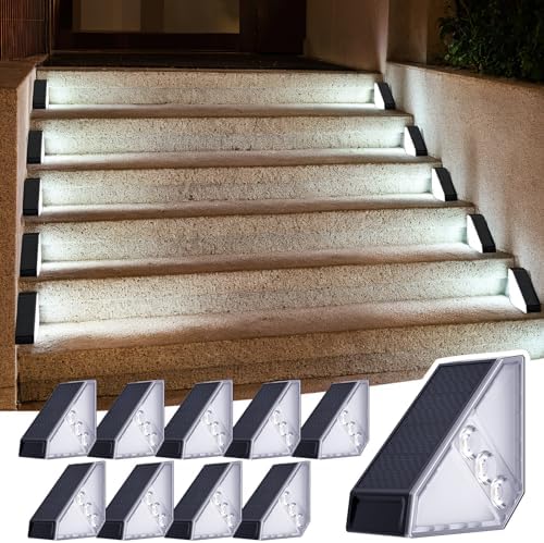 JSOT Solar Step Lights Suitable for Garden Patio Stair Decor Cool White-10P by JSOT
