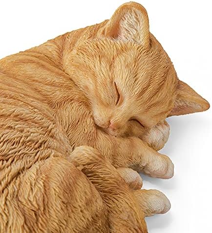 Sleeping Orange Tabby Cat Garden Statue Decor 8.27”L, Resin Realistic Sculptures Gift for Cats Lovers, Pet Memorial Stones for Loss of Pet, Kitty Figurine Art Decoration for Indoor Outdoor Home - Image 6