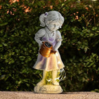 Little Girl Statue with Solar Lights Resin Art Sculpture Decoration for Outdoor, Garden Patio Decoration, Children's Day, Best for Child by Unknown