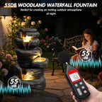 25" H Outdoor Water Fountain, 5-Tiers Cascading Resin Rocks Garden Waterfall Decor with LED Lights, Floor Standing Stone Waterfall Fountain for Garden, Patio, Backyard, Porch, Home Decor, Gray - Image 6