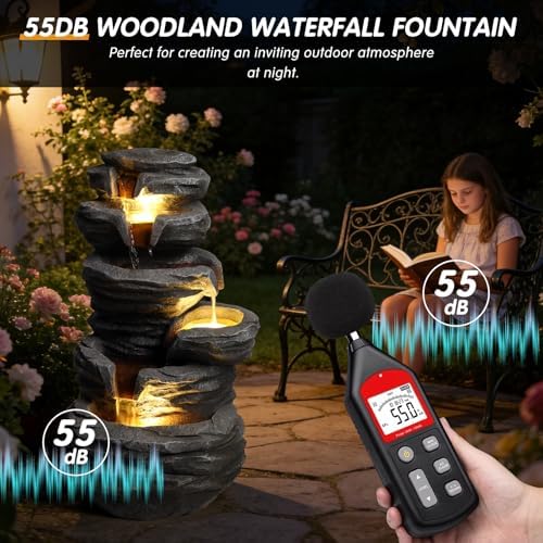 Freestanding Outdoor Cascading Water Fountain with LED Lights for Garden - Image 6