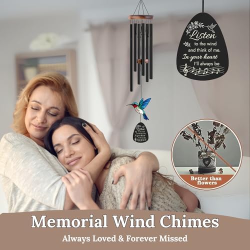 Memorial Wind Chimes for Loss of Loved One, Sympathy Gifts for Loss of Mother/Dad/Husband - Hummingbird Wind Chimes for Outside with Mute Option, Sympathy Wind Chimes 48'' - Image 5