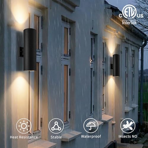 mirrea 18" Modern Outdoor Porch Light in 2 Lights, Matte Black, 1 Pack - Image 5