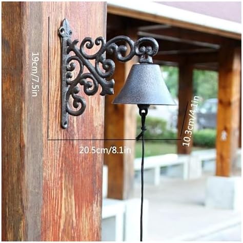 Dinner Bell,Cast Iron, Wall, Mount Metal Doorbell Accent Farmhouse Exterior Decor - Image 3