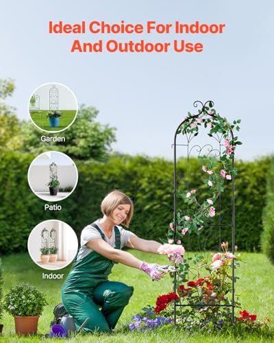 VEVOR Garden Trellis for Climbing Plants, 60 x 15 in, 2 Packs Rustproof Metal Garden Flower Trellis, Outdoor Climbing Rose Trellis Cucumbers Support, Decorative Clematis Trellis for Courtyards Lawns - Image 6