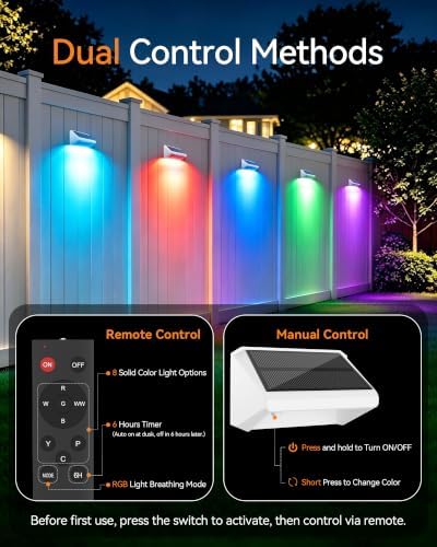 Fence Lights Solar Powered with Remote 6 Pack, IP65 Waterproof - Image 5